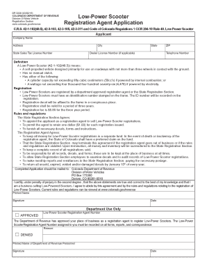 Get and Sign Low Power Scooter Registration Agent Application Colorado Gov Colorado  Form
