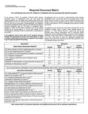  Required Document Matrix  Colorado Gov  Colorado 2016-2024