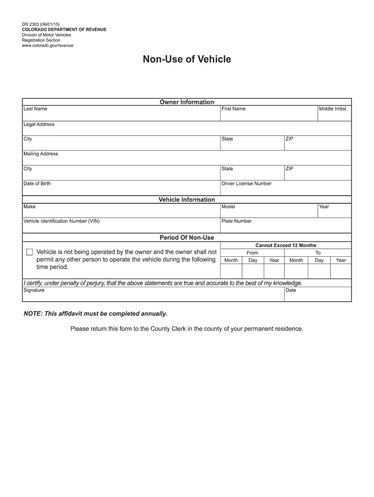  Colorado Gov Form Dr2303 2015-2024