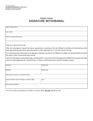 Signature Withdrawal  Form