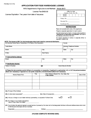 Food Warehouse  Form