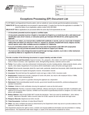 Get and Sign Colorado Exceptions Processing 2014-2022 Form