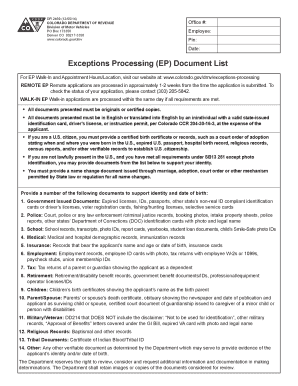  Colorado Exceptions Processing 2014