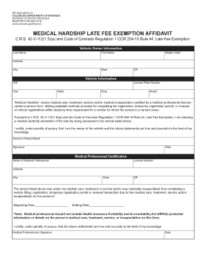 Colorado Hardship Exemption  Form
