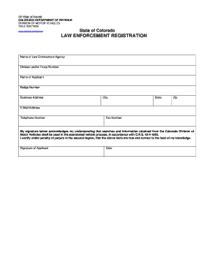 Colorado Enforcement Registration  Form