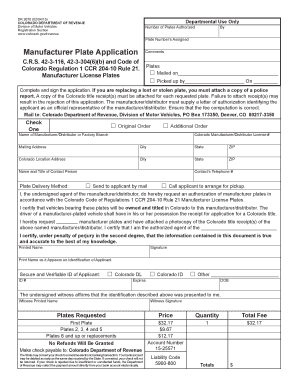 Manufacturer Plate Application Colorado Gov Colorado  Form