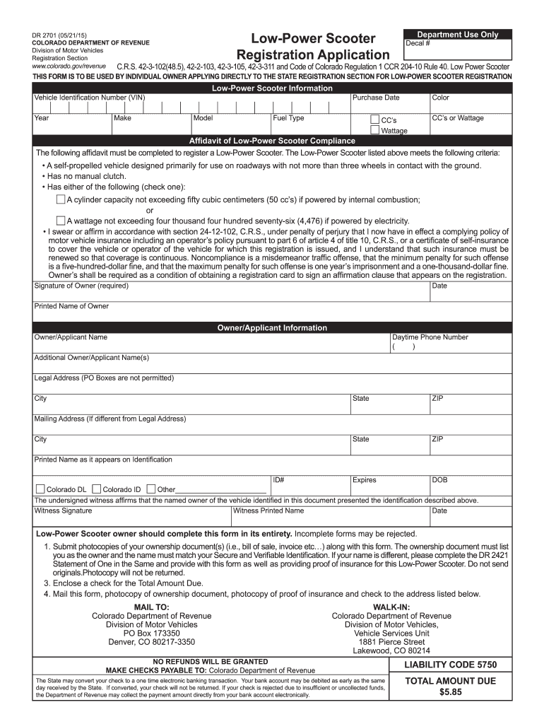 Get and Sign Dr 2701 2015-2022 Form