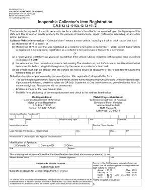  Colorado Inoperable Item Registration 2013