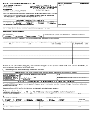 Dealer License Ct  Form