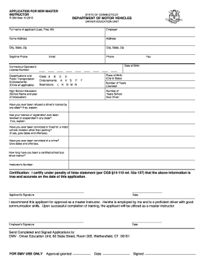 Connectciut Department of Motor Vehicles  Form