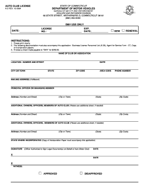 Connecticut Auto Club  Form