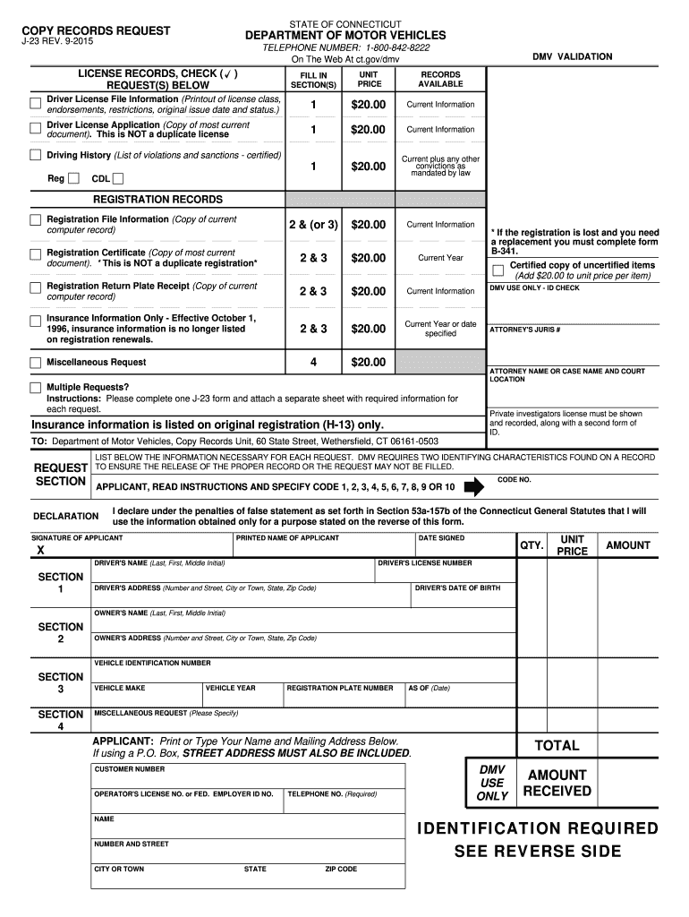 Ct J 23 Form