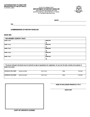 Connecticut Authorization Motor  Form