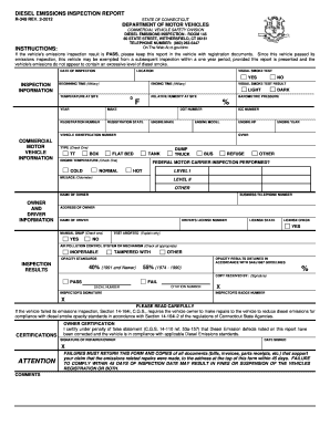 Connecticut Diesel Inspection  Form