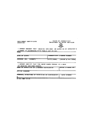 STATE of CONNECTICUT I MPAI RMENT CERTIFICATE CT Gov Ct  Form