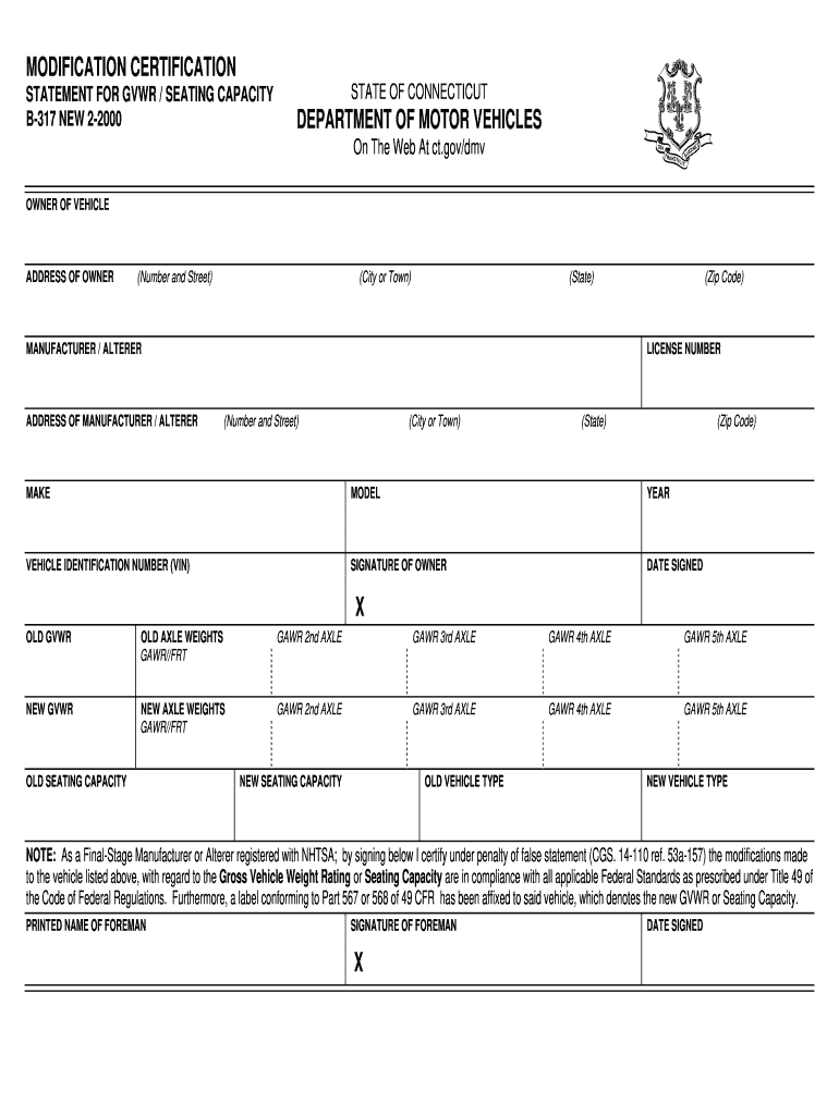 Ct Modification Certification Form B 317