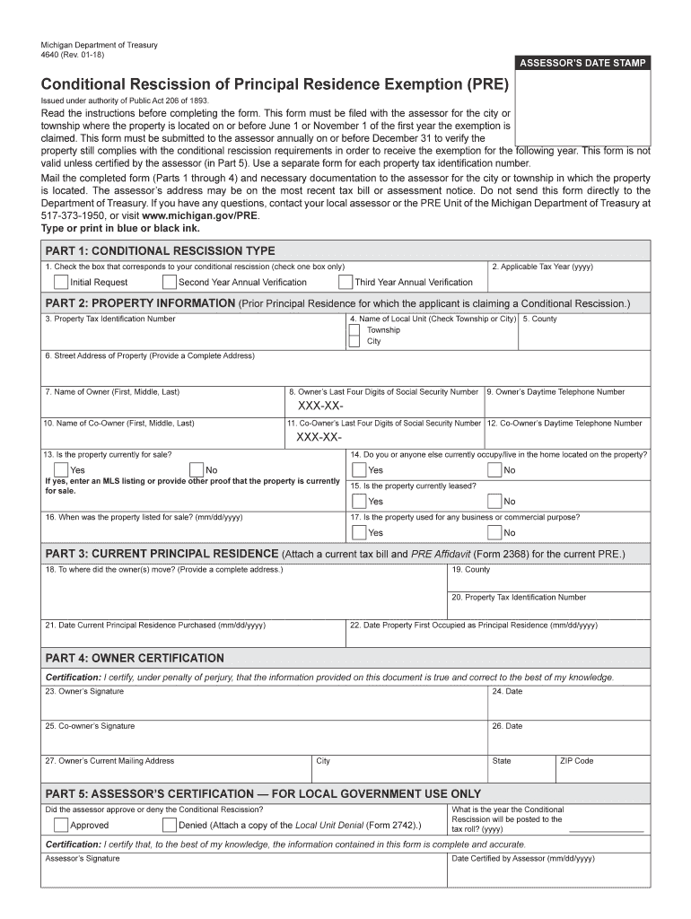  Michigan Department of Treasury 4640 Rev 12 10  Form 2015