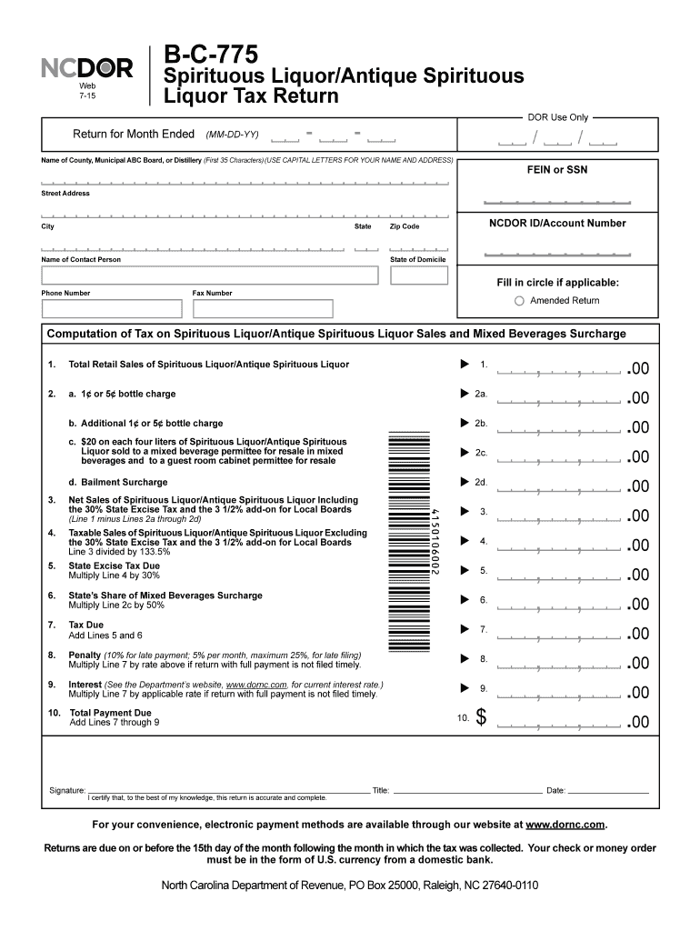  BC 775  North Carolina Department of Revenue 2015