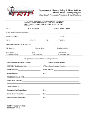 77122 Florida Highway Safety and Motor Vehicles Flhsmv  Form