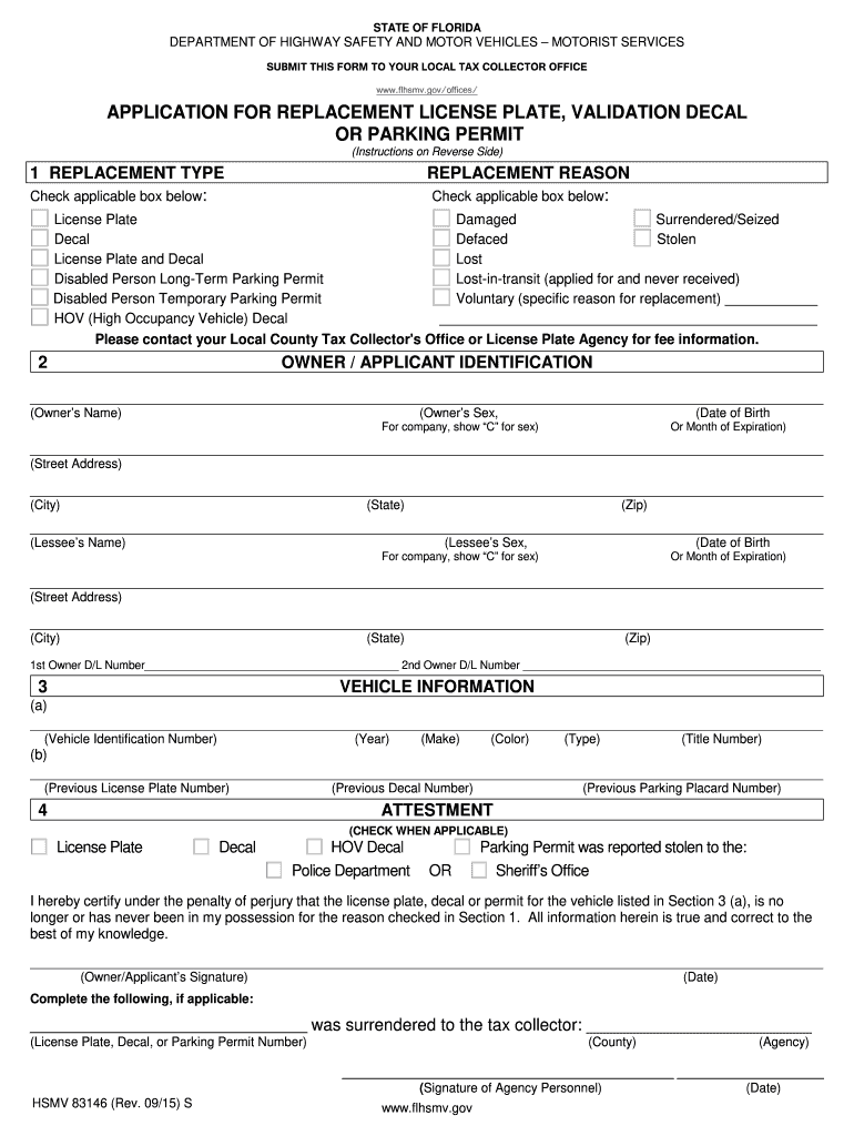  Fl Bmv Form Hsmv83146 2015