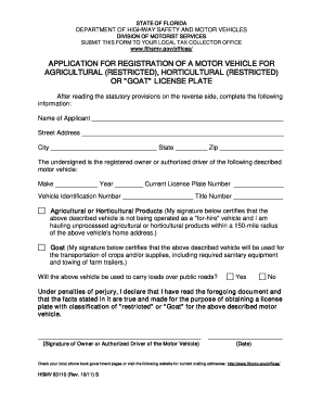 Fl Registration Motor Form