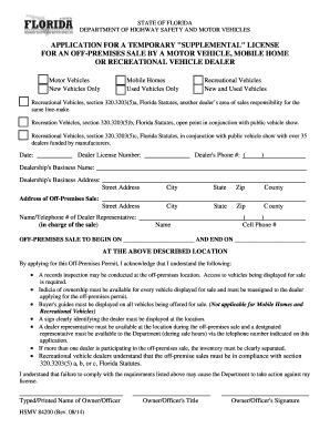 Florida License off Premise  Form