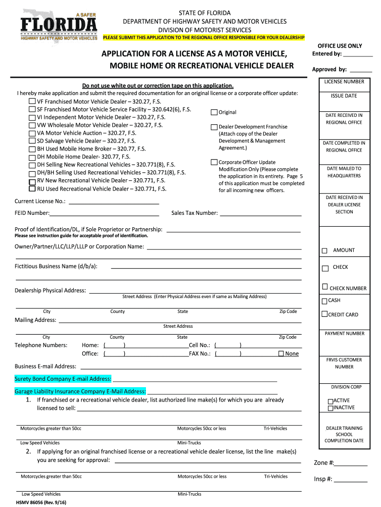 Florida License Dealer  Form