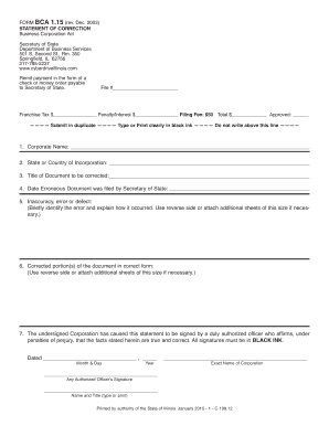 Of Correction Illinois  Form