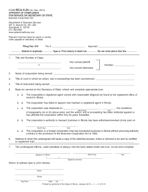 FORM BCA 5 25 Illinois Secretary of State