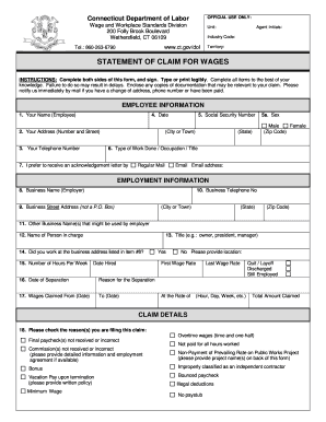 Ct Claim  Form