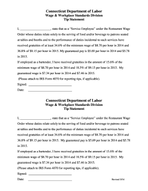Connecticut Wage Tip  Form