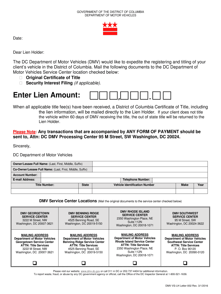 Dmv Vs Lh Letter 002  Form