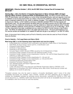 Dc Real ID Credential  Form