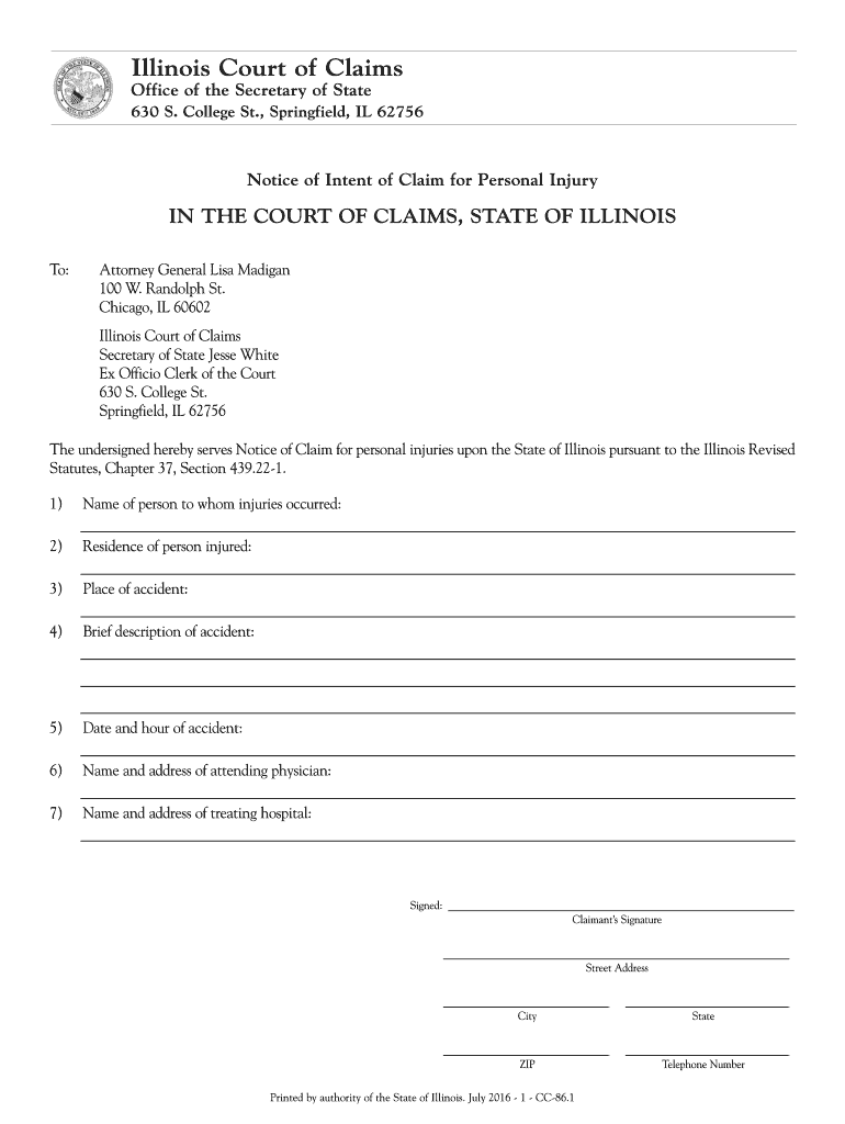 Get and Sign Illinois Court of Claims  Illinois Secretary of State 2016 Form