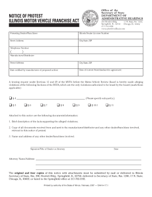 Illinois Motor Franchise  Form