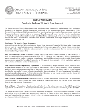  Procedure for Obtaining a TSA Security Illinois Secretary of State 2015