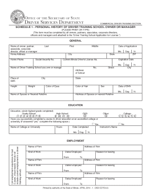  Personal History of Driver Training School Owner or Manager 2014-2024