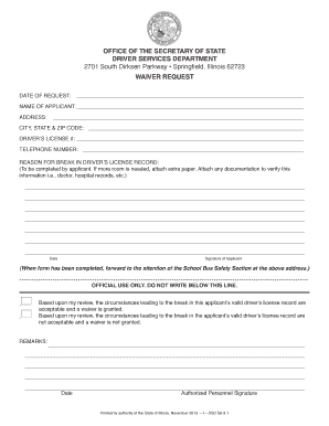 Illinois Waiver Request Form