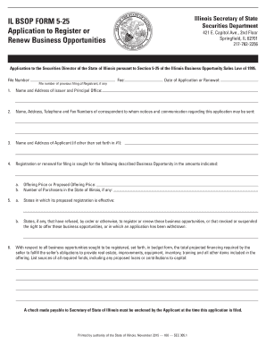 Illinois 25 Application  Form