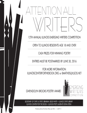 Illinois Emerging Writers Competition Flier Illinois Secretary of  Form