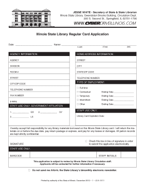 Illinois Library Card  Form