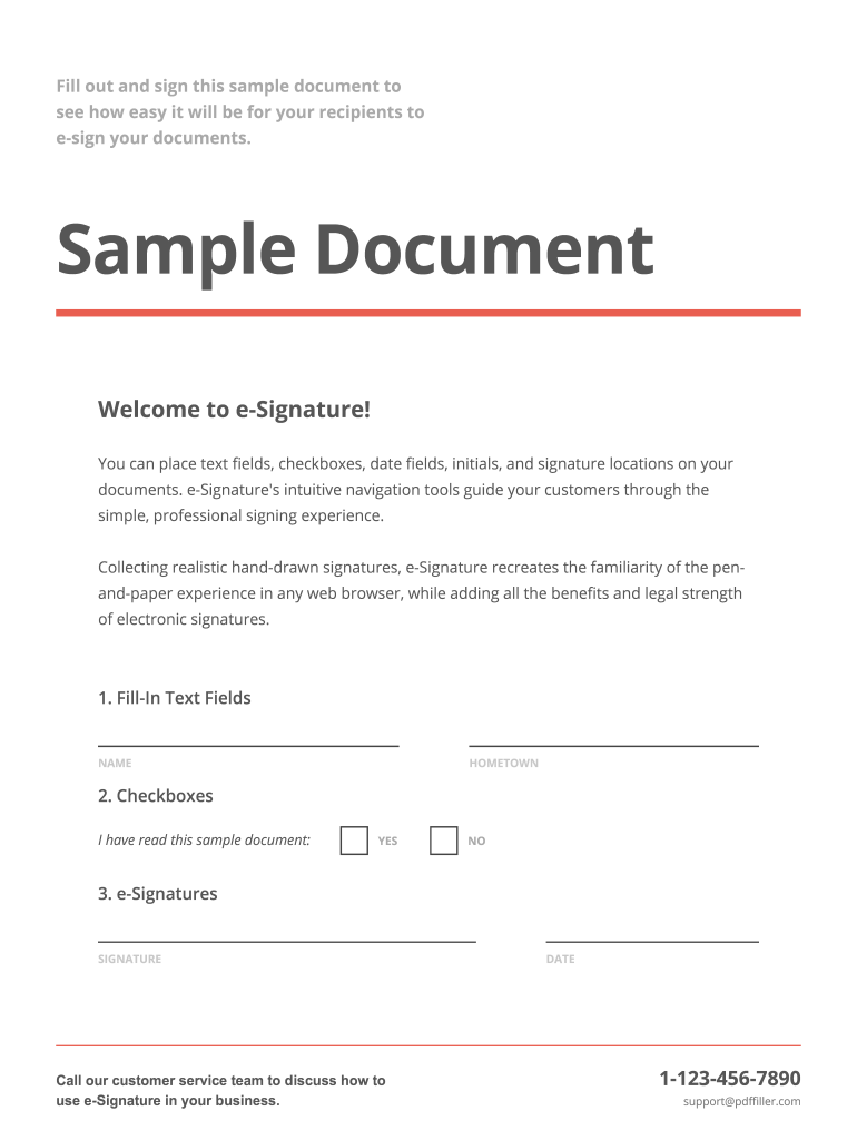Fill Out and Sign This Sample Document Tosee How Easy  Form