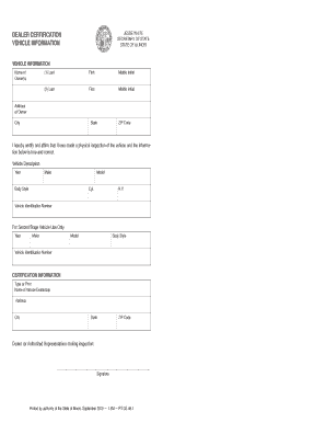 Illinois Dealer Certification  Form