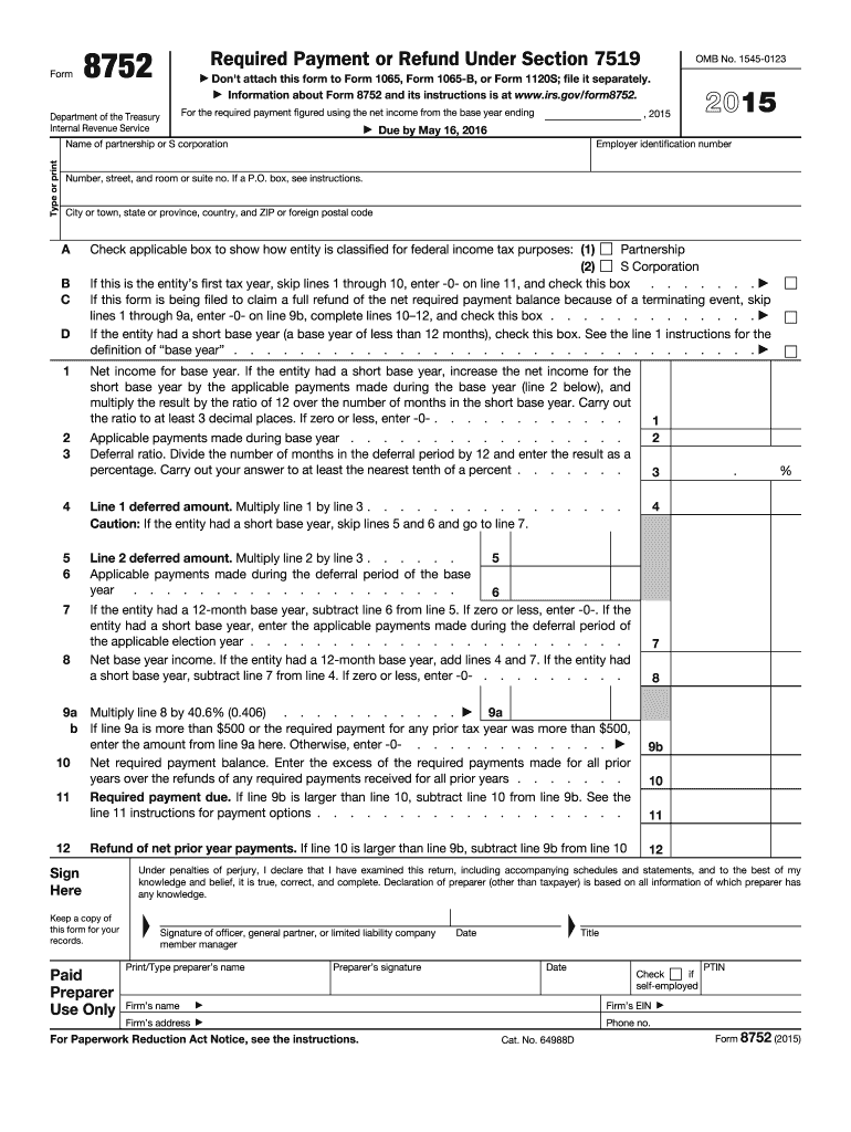  Form 8752 2015