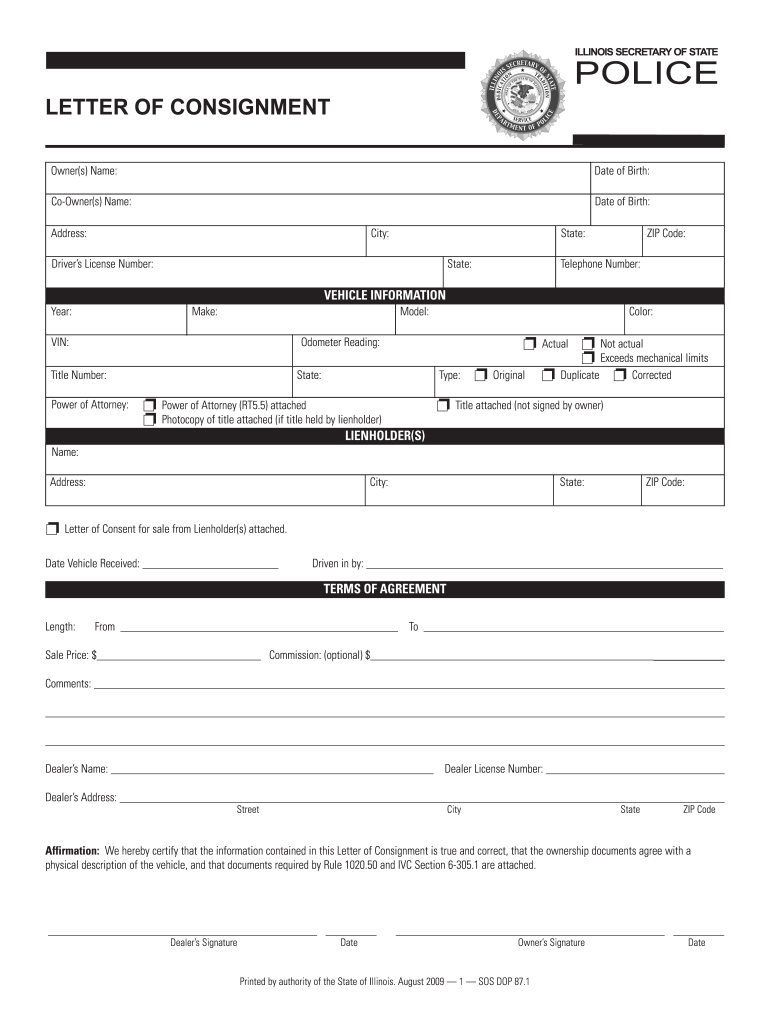 Letter Consignment  Form