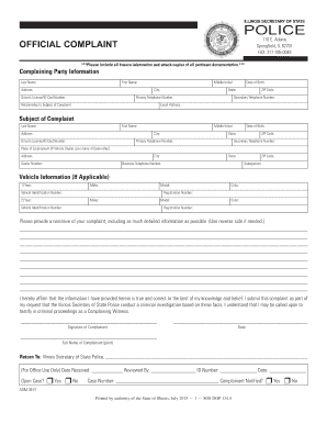  Il Official Complaint Form 2015-2024
