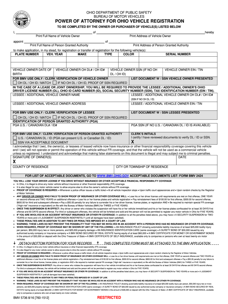  Bmv Power of Attorney Form 2016