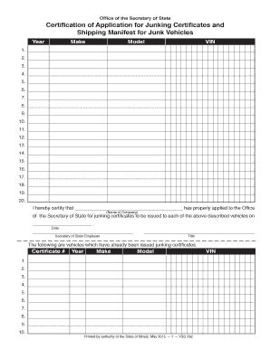 Illinois Certification Shipping  Form