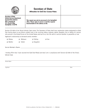 Il Secretary of State Gold Star  Form