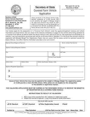 Get and Sign Covered Farm Vehicle Application  Illinois Secretary of State 2015 Form